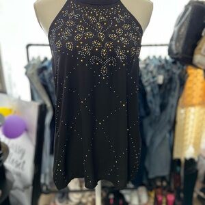 Embellished Black Halter Top